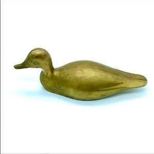 Vintage 1960s Brass Duck Paperweight/Door Stop
